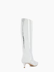 Dune London Silver Standard Fit Smooth Kitten Heel Point Knee-High Boots - Image 5 of 6