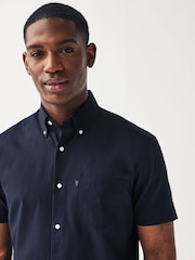 Navy Blue Regular Fit Short Sleeve Easy Iron Button Down Oxford Shirt - Image 1 of 6