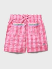 Crew Clothing Pink Woven Paperbag Shorts With Pocket Trim - Image 1 of 3