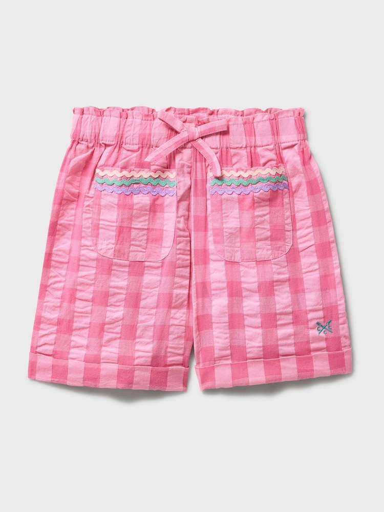 Crew Clothing Pink Woven Paperbag Shorts With Pocket Trim - Image 1 of 3