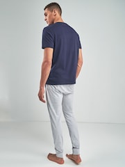 Navy Blue/Grey Cuffed Jersey Pyjamas Set - Image 2 of 9