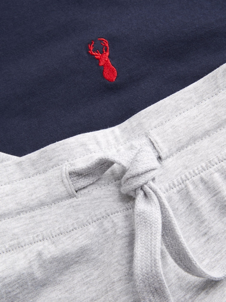 Navy Blue/Grey Cuffed Jersey Pyjamas Set - Image 5 of 9
