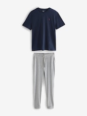 Navy Blue/Grey Cuffed Jersey Pyjamas Set - Image 6 of 9