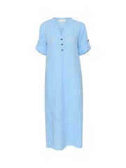 Cream Blue 100% Linen Bellis Maxi Dress - Image 4 of 5