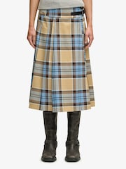 SUPERDRY Blue Check Pleated Midi Skirt - Image 2 of 8