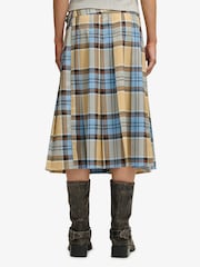 SUPERDRY Blue Check Pleated Midi Skirt - Image 3 of 8