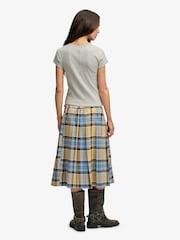 SUPERDRY Blue Check Pleated Midi Skirt - Image 5 of 8
