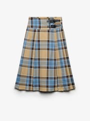 SUPERDRY Blue Check Pleated Midi Skirt - Image 7 of 8
