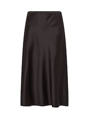 Yours Curve Brown Bias Cut Satin Skirt - Image 6 of 7