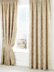 Serene Gold Jasmine Floral Jacquard Pencil Pleat Curtains - Image 1 of 1