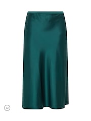Yours Curve Green Bias Cut Satin Skirt - Image 6 of 7
