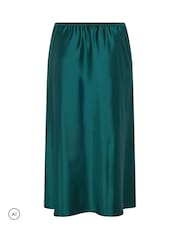 Yours Curve Green Bias Cut Satin Skirt - Image 7 of 7