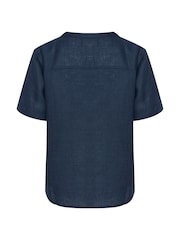 Cream Blue Bellis 100% Linen Short Sleeve Shirt - Image 6 of 6