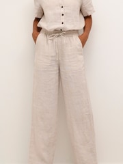 Cream Bellis 100% Linen Wide Legged Trousers - Image 1 of 6