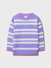 Crew Clothing Purple Oxo Cable Stripe Blouson Jumper - Image 1 of 3
