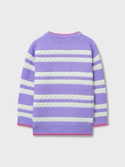 Crew Clothing Purple Oxo Cable Stripe Blouson Jumper - Image 2 of 3