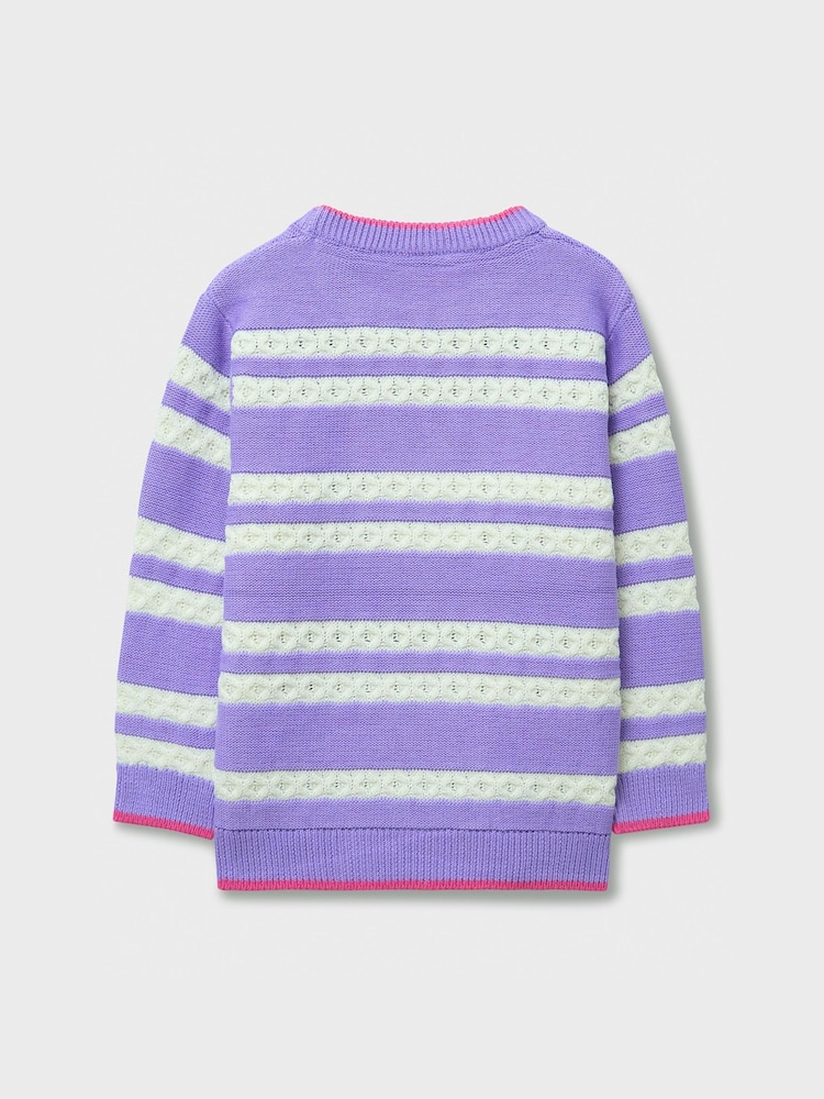Crew Clothing Purple Oxo Cable Stripe Blouson Jumper - Image 2 of 3 Crew Clothing Purple Oxo Cable Stripe Blouson Jumper - Image 2 of 3