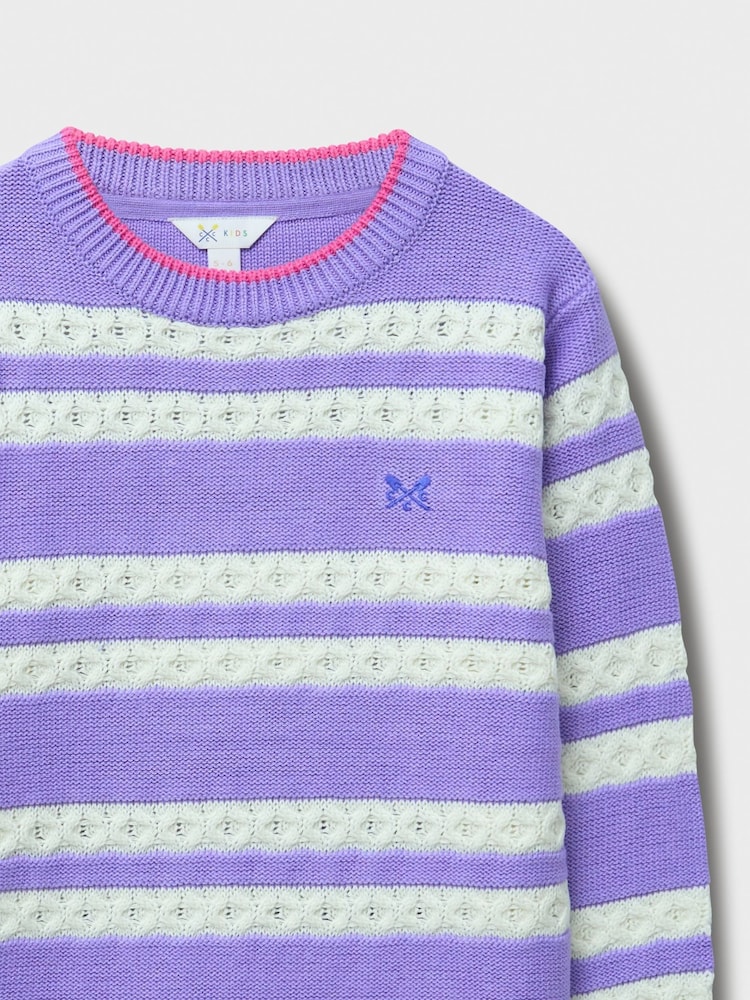 Crew Clothing Purple Oxo Cable Stripe Blouson Jumper - Image 3 of 3 Crew Clothing Purple Oxo Cable Stripe Blouson Jumper - Image 3 of 3