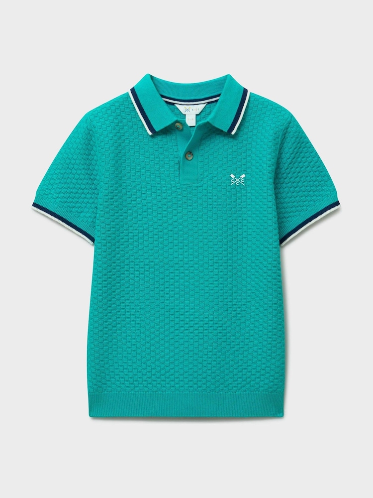 Crew Clothing Blue Short Sleeve Knitted Polo - Image 1 of 3