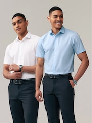 Белый/синий - Обычный крой - Easy Care Short Sleeve Smart Shirts 2 Pack - Изображение 1 из 10