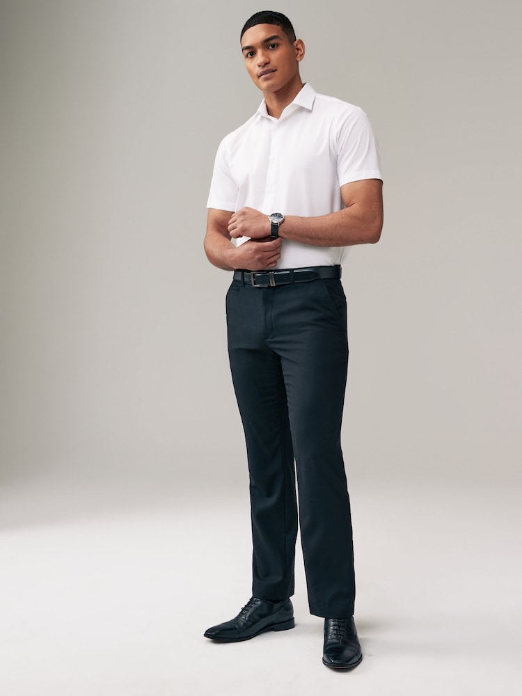 Белый/синий - Обычный крой - Easy Care Short Sleeve Smart Shirts 2 Pack - Изображение 2 из 10