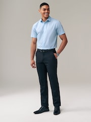 Белый/синий - Обычный крой - Easy Care Short Sleeve Smart Shirts 2 Pack - Изображение 6 из 10