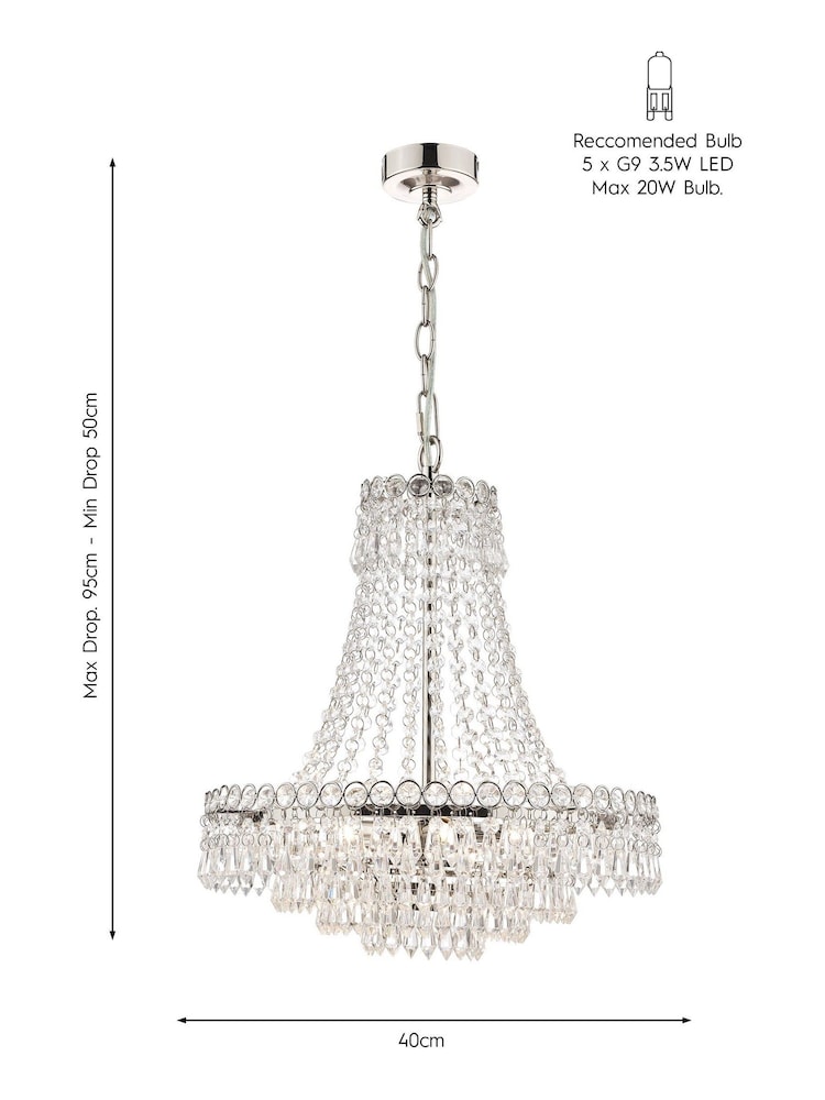 Laura Ashley Chrome Enid Cut Glass Chandelier Light - Image 5 of 5