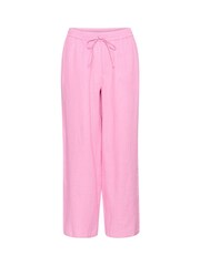 Cream Pink Bellis Wide Legged 100% Linen Trousers - Image 5 of 6