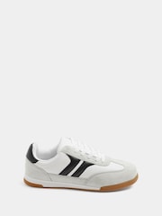 Yours Curve White Padded Skate Side Stripe Lace Up Trainers in Extra Wide Fit - Image 3 of 4