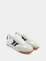 Yours Curve White Padded Skate Side Stripe Lace Up Trainers in Extra Wide Fit - Image 4 of 4