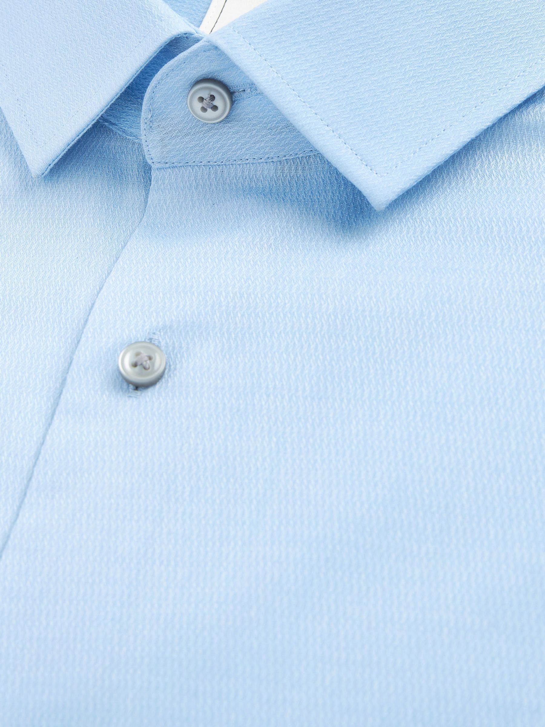 Long Sleeve Blue Shirt with contract trimming // Dual cuffs // contemporary fit- Final Sale main image 1