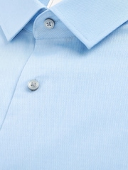 Blue Regular Fit Double Cuff Easy Care Textured Smart Shirt - Image 7 of 8