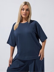 Yours Curve Blue Limited Sweat T-Shirt - Image 1 of 6