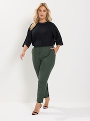 Yours Curve Green Darted Waist Trousers - Image 2 of 4