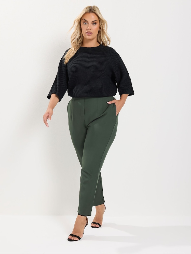 Yours Curve Green Darted Waist Trousers - Image 2 of 4 Yours Curve Green Darted Waist Trousers - Image 2 of 4