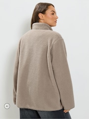 Yours Curve Brown Borg Cord Pocket Fleece - Image 3 of 7