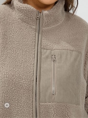 Yours Curve Brown Borg Cord Pocket Fleece - Image 5 of 7