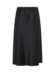 Yours Curve Black Bias Cut Satin Skirt - Image 6 of 6