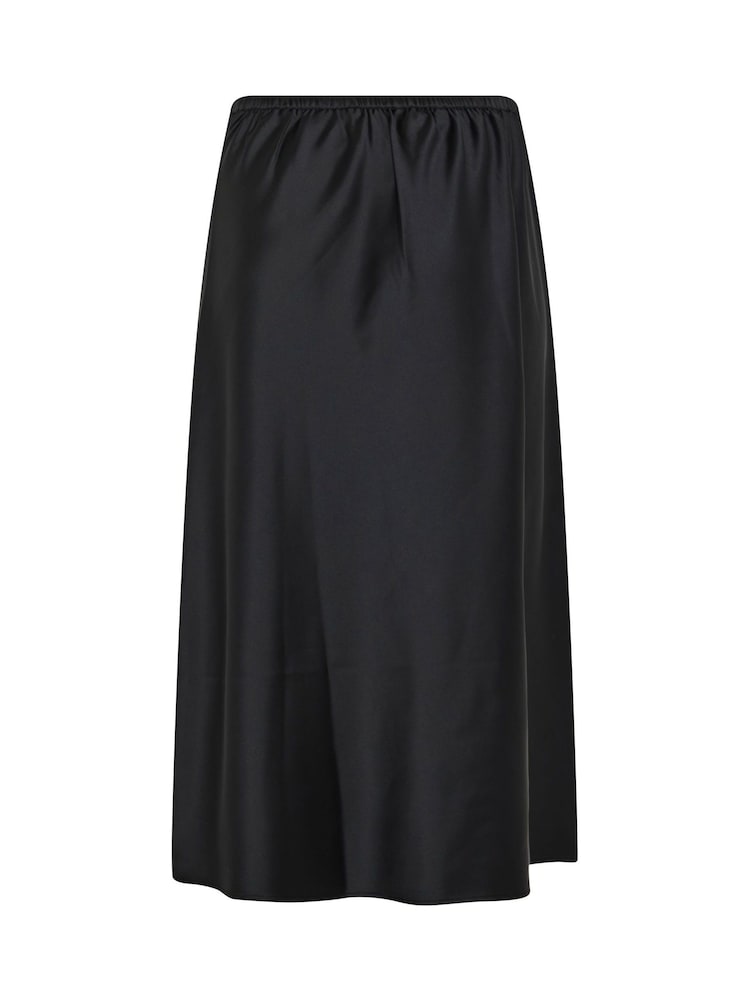 Yours Curve Black Bias Cut Satin Skirt - Image 6 of 6 Yours Curve Black Bias Cut Satin Skirt - Image 6 of 6