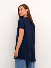 Cream Blue Bellis 100% Linen Tunic - Image 2 of 6