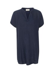 Cream Blue Bellis 100% Linen Tunic - Image 5 of 6