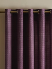 Catherine Lansfield Purple Textured Thermal Lined Eyelet Curtains - Image 2 of 3