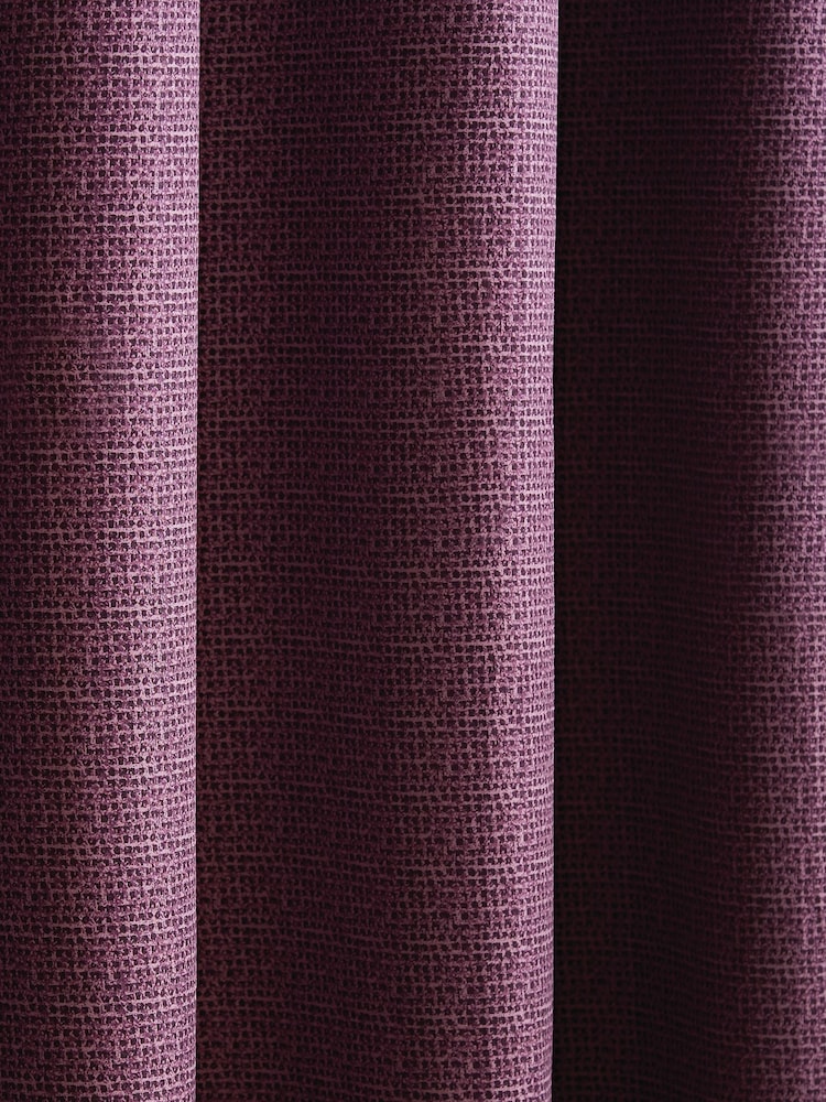 Catherine Lansfield Purple Textured Thermal Lined Eyelet Curtains - Image 3 of 3