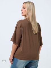 Yours Curve Brown Limited Wanna Get Coffee T-Shirt - Image 3 of 6