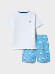 Crew Clothing Blue Cotton Pyjamas Shorts Set - Image 1 of 3
