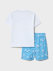 Crew Clothing Blue Cotton Pyjamas Shorts Set - Image 2 of 3