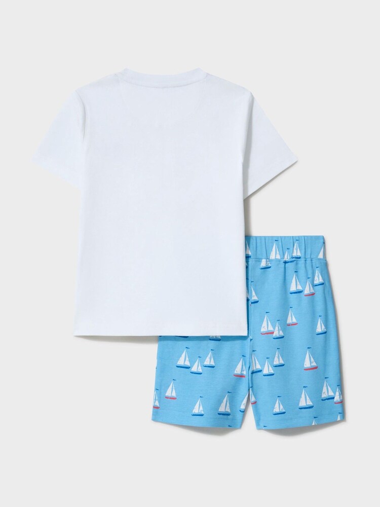 Crew Clothing Blue Cotton Pyjamas Shorts Set - Image 2 of 3