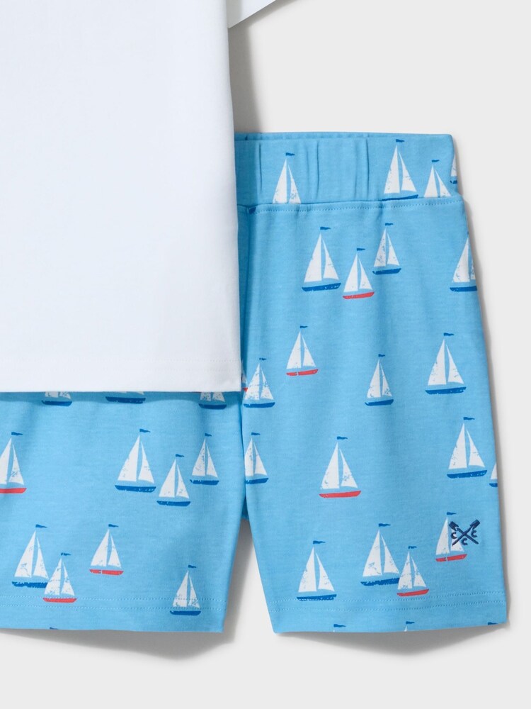 Crew Clothing Blue Cotton Pyjamas Shorts Set - Image 3 of 3