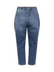 Yours Curve Blue Cotton Blend Barrel Leg Jeans - Image 6 of 6