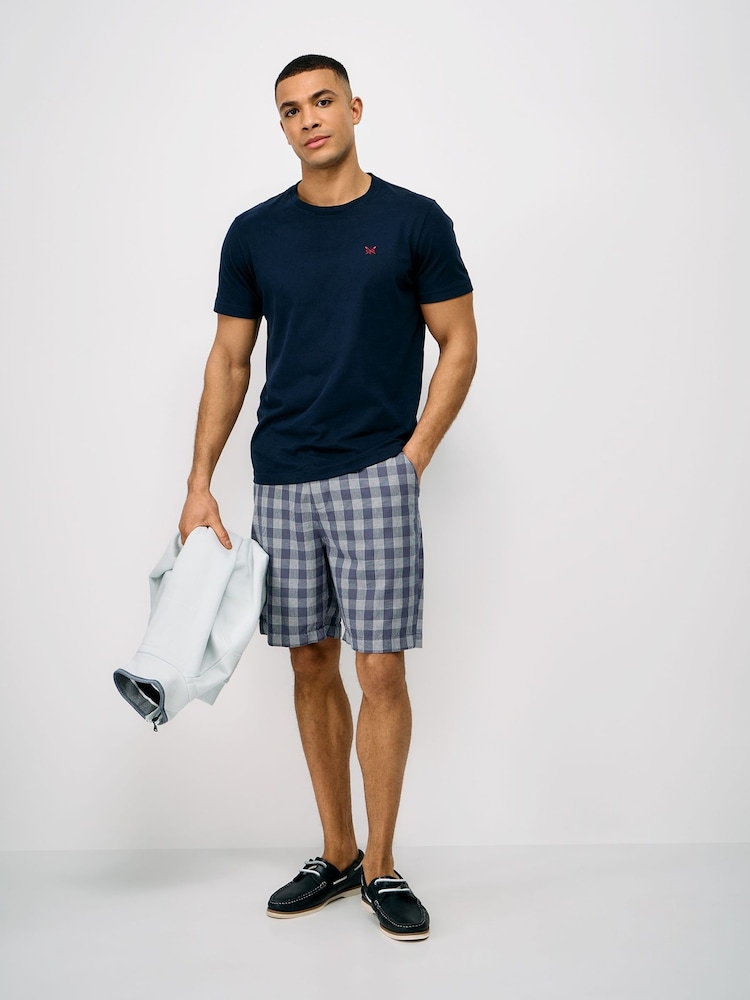 Crew Clothing Blue Basket Weave Linen Blend Shorts - Image 1 of 4